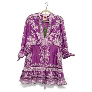 Farm Rio Sweet Garden Lilac Mini Dress